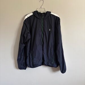Polo Ralph Lauren Mens Windbreaker Track Jacket Zip Front Navy Large Retro Sport